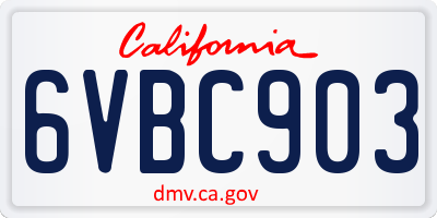 CA license plate 6VBC903