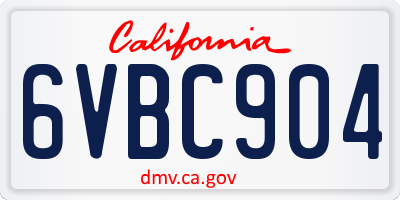 CA license plate 6VBC904