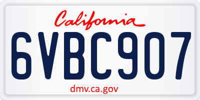 CA license plate 6VBC907