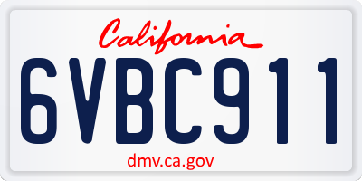 CA license plate 6VBC911