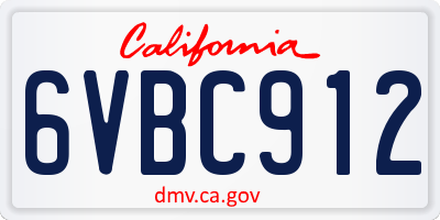 CA license plate 6VBC912