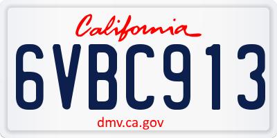 CA license plate 6VBC913