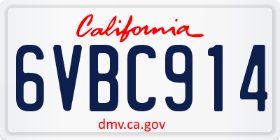 CA license plate 6VBC914