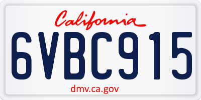 CA license plate 6VBC915