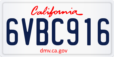 CA license plate 6VBC916
