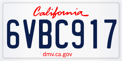 CA license plate 6VBC917