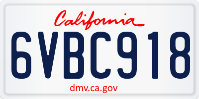 CA license plate 6VBC918