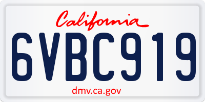 CA license plate 6VBC919