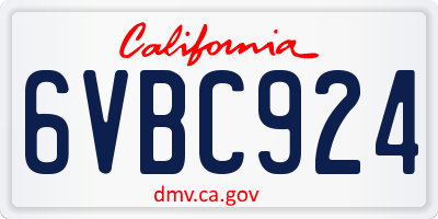 CA license plate 6VBC924