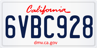 CA license plate 6VBC928