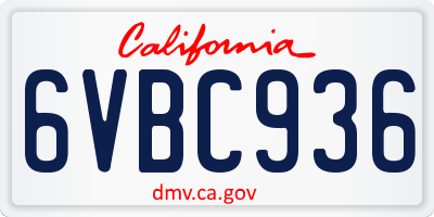CA license plate 6VBC936