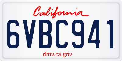 CA license plate 6VBC941