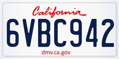 CA license plate 6VBC942