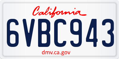 CA license plate 6VBC943