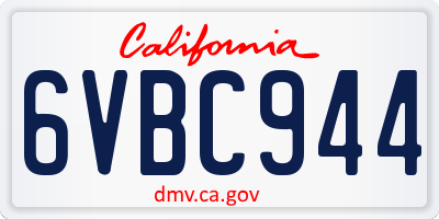 CA license plate 6VBC944