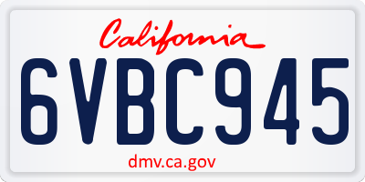 CA license plate 6VBC945