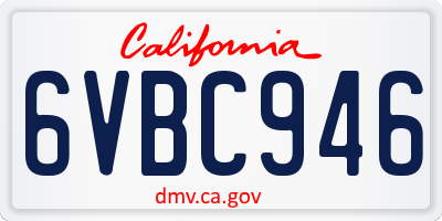 CA license plate 6VBC946