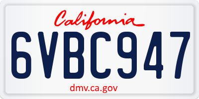 CA license plate 6VBC947