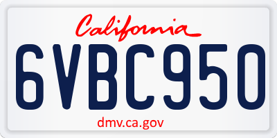 CA license plate 6VBC950