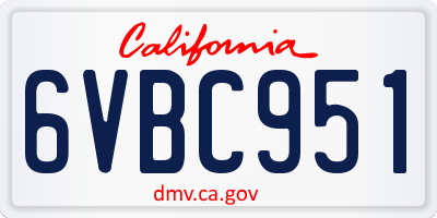 CA license plate 6VBC951