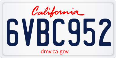 CA license plate 6VBC952