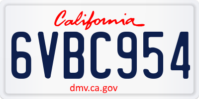 CA license plate 6VBC954