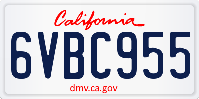 CA license plate 6VBC955