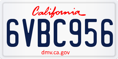 CA license plate 6VBC956