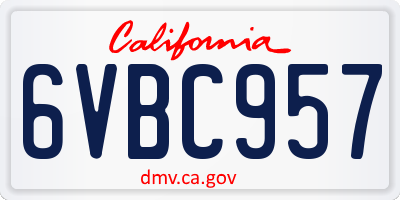 CA license plate 6VBC957