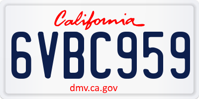 CA license plate 6VBC959