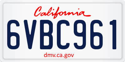CA license plate 6VBC961