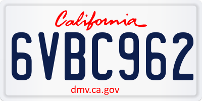 CA license plate 6VBC962