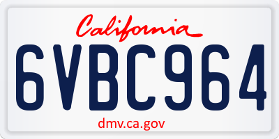 CA license plate 6VBC964