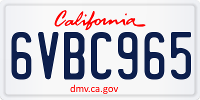 CA license plate 6VBC965