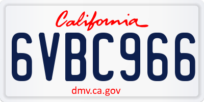 CA license plate 6VBC966