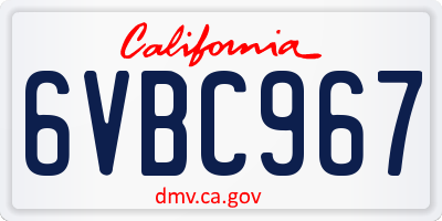 CA license plate 6VBC967