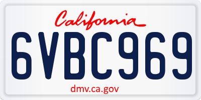 CA license plate 6VBC969