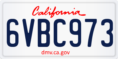 CA license plate 6VBC973