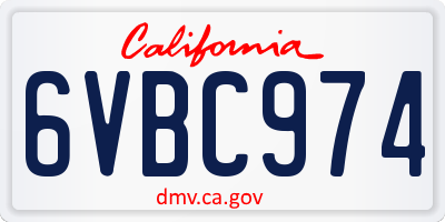 CA license plate 6VBC974