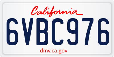 CA license plate 6VBC976