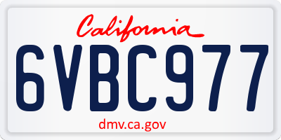 CA license plate 6VBC977