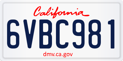 CA license plate 6VBC981