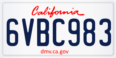 CA license plate 6VBC983