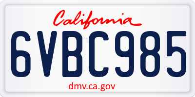 CA license plate 6VBC985