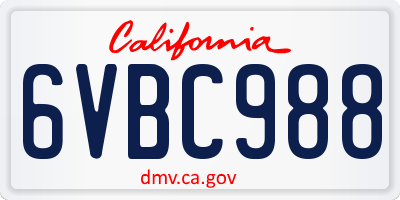CA license plate 6VBC988
