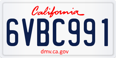 CA license plate 6VBC991