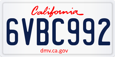 CA license plate 6VBC992