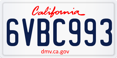 CA license plate 6VBC993