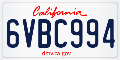 CA license plate 6VBC994