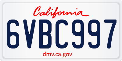 CA license plate 6VBC997